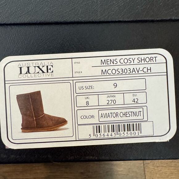 Australia Luxe Collective Men’s Cosy Short Shearling Boots Size 9 Chestnut Brown - Picture 6 of 6